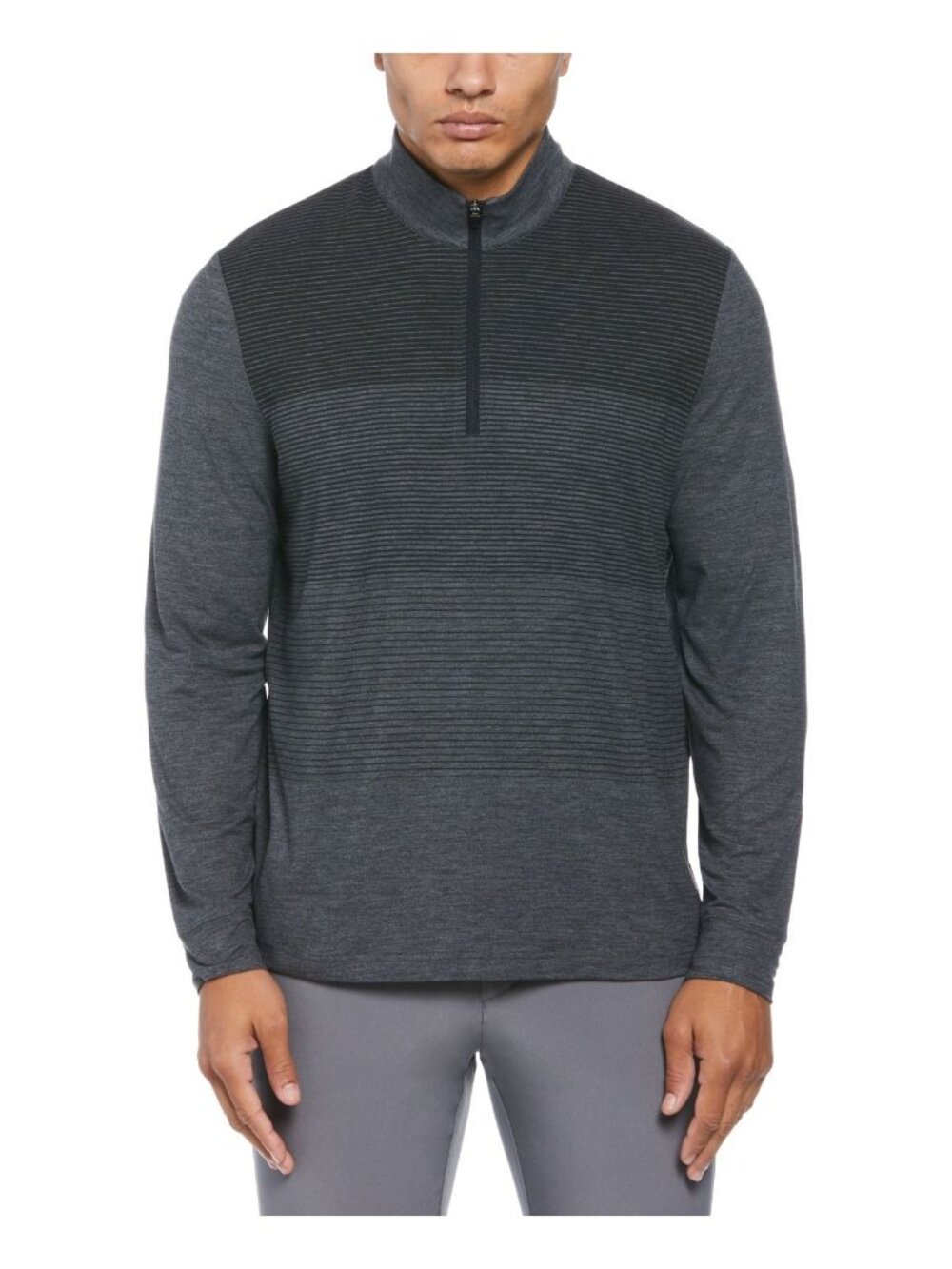 PGA Tour Men Golf Ombre Printed Lux Block Pullover Top Caviar Heather Size M NWT